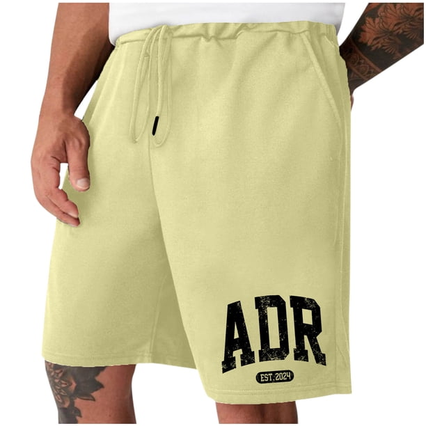 Mens Casual Shorts Lace-Up Elástico Cintura Bolsillo Ejercicio Fitness Hogar Pantalones de Media Longitud para Diario