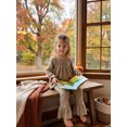 thumbnail image 3 of Happy Town Toddler Girl Fall Winter Outfits Smocked Puff Sleeve Top Ruffle Flare Pants Set Kids Casual 2-Piece Set, 3 of 8