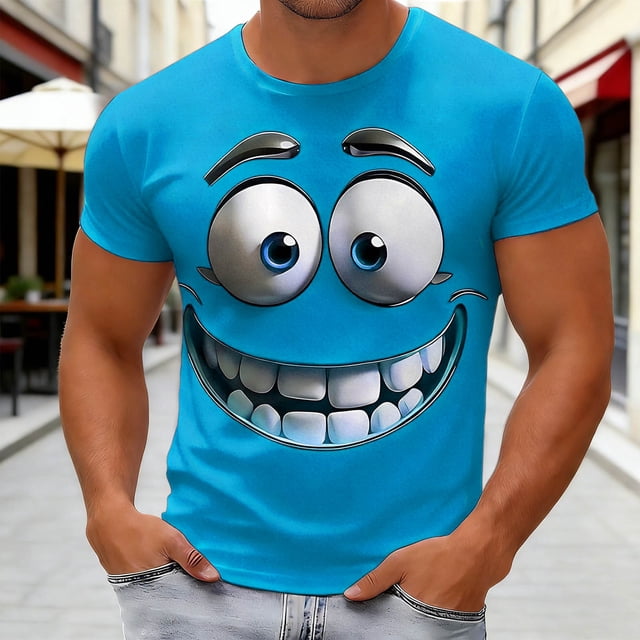 T-shirt à Imprimé Graphique pour un Confort Décontracté Quotidien avec des Œuvres d'Art Expressives à Manches Courtes et Col Rond