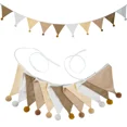 thumbnail image 1 of Banderines Triangulares de Tela de Algodón con Pompones Coloridos – Decoración para Cumpleaños, Tiendas de Campaña y Fondo de Fotos, 1 of 2