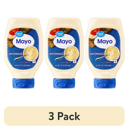 (3 pack) Great Value Mayo, 18 fl oz