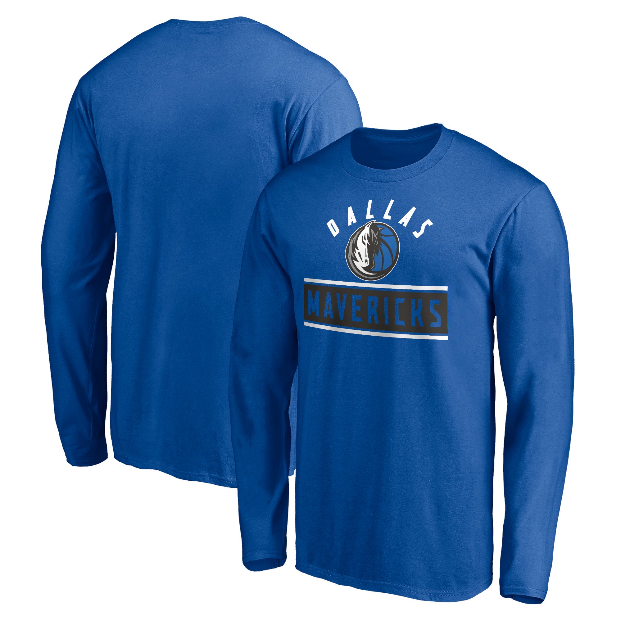 Men's Blue Dallas Mavericks Team Arch Knockout Long Sleeve T-Shirt