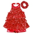 thumbnail image 3 of Alvivi Kids Girls Sequins Latin Rumba Salsa Dance Tassel Dress Ballroom Dancewear with Hair Tie Red 12, 3 of 7