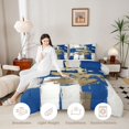 thumbnail image 3 of Homewish Navy Abstract Stripes Twin Comforter Sets,Geometric Artwork Bedding Set,Light Gray Reversible,2pcs,1 Comforter and 1 Pillowcase, 3 of 7