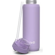 Ello Cooper Stainless Steel Water Bottle with Straw and Carry Handle, 22oz LILAC