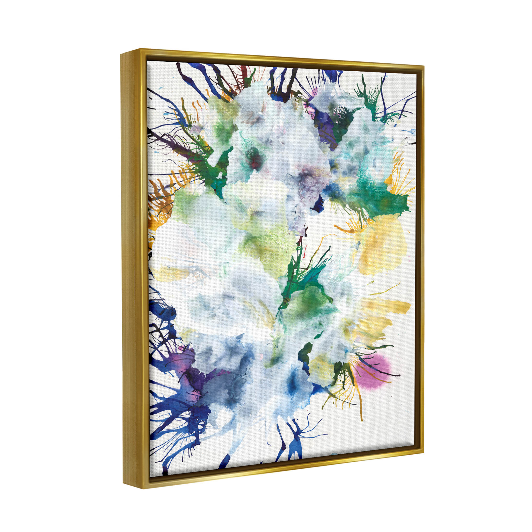 Stupell Industries Vivid Modern Chaotic Splatter Graphic Art Metallic Gold Floating Framed Canvas Print Wall Art, Design by Jodi Fuchs