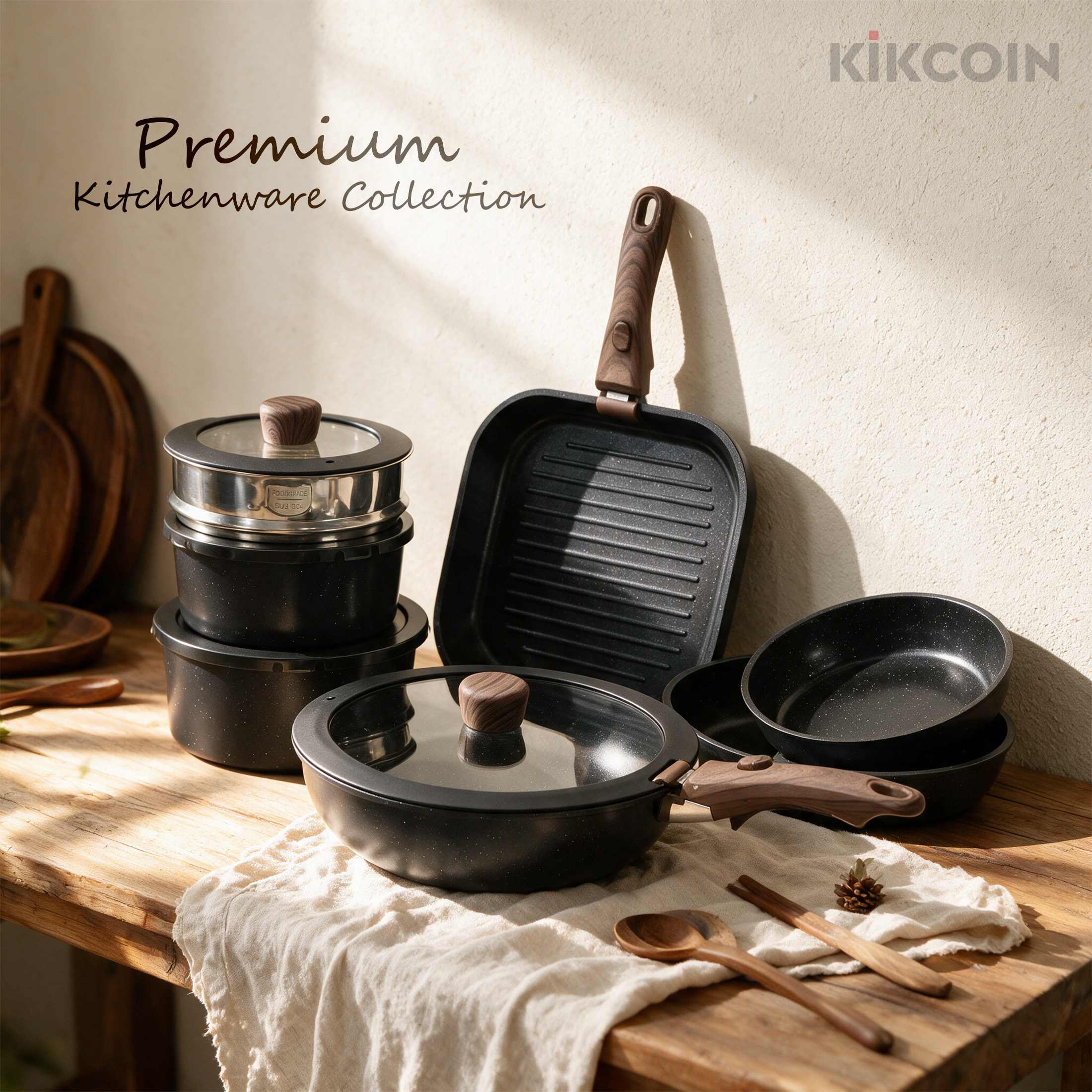 Kikcoin 24-Piece Ceramic Nonstick Cookware Set photo 8
