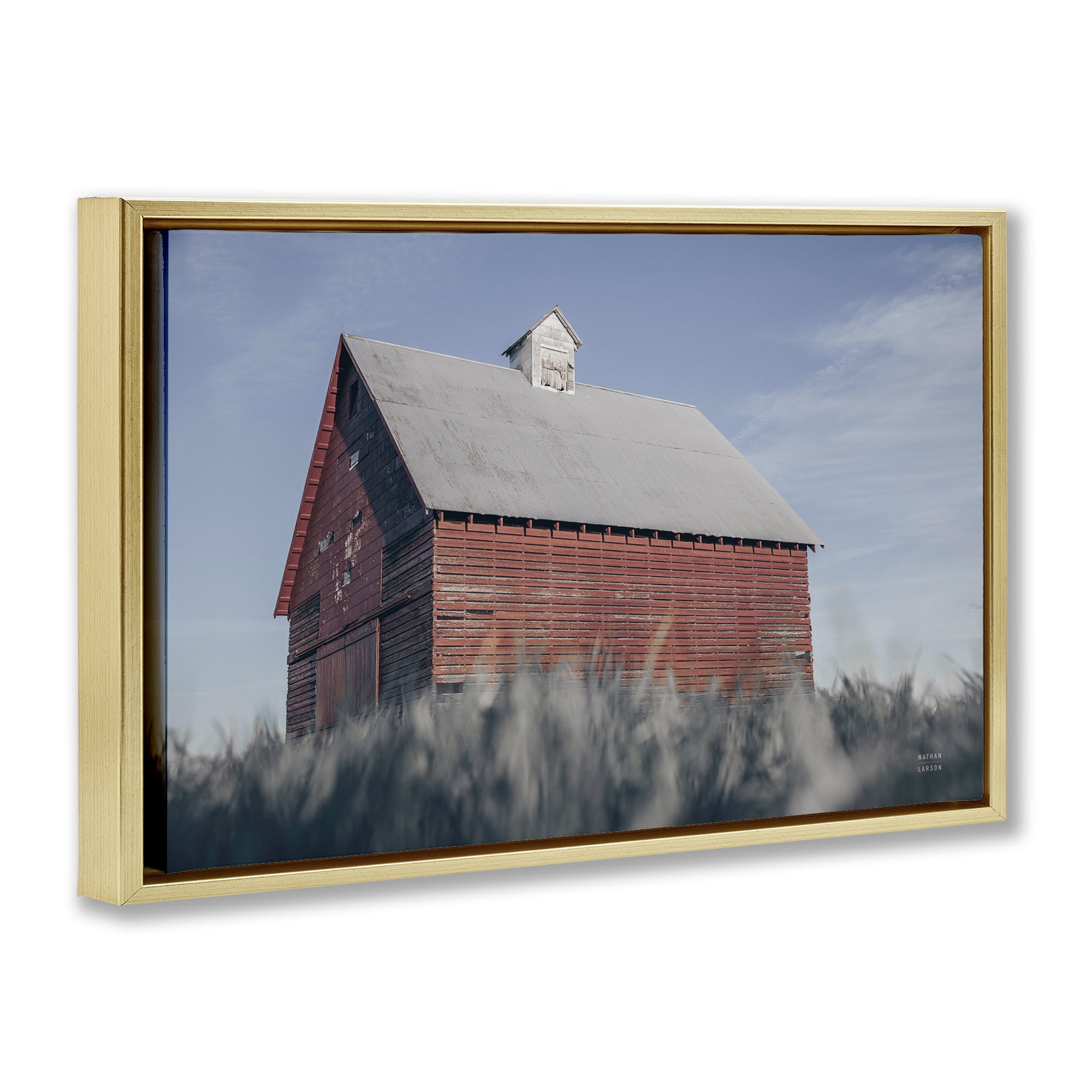Stupell Industries End Of The Field Cottage Gold Framed Floater Canvas Wall Art, design by Nathan Larson