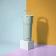 thumbnail image 2 of Zak Designs Sutton Travel Tumbler for On the Go, 30oz Stainless Steel with Vacuum Insulation, Straw Spout, Carry Handle for Cold Drinks (Icicle Mint Green), 2 of 5
