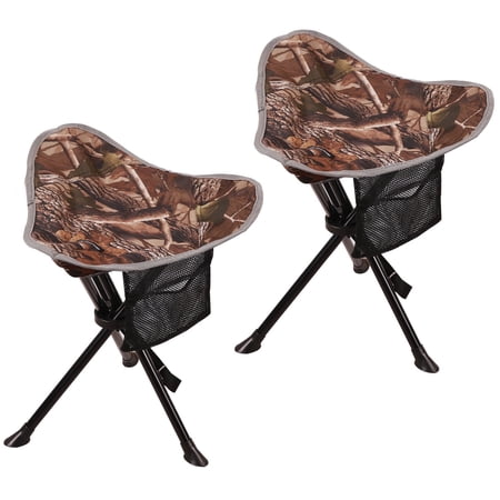 REDCAMP 2 Pack Folding Trippod Stool Lightweight Portable 3 Legged Tripod Chairs for Adults Fishing Backpacking Hunting Camo