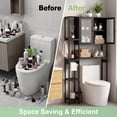 thumbnail image 3 of Bamboo Over the Toilet Storage Cabinet, 4-Tier Freestanding Bathroom Organizer with 2 Acrylic Doors, Toilet Paper Holder Hooks & Adjustable Shelves, Black, 3 of 10
