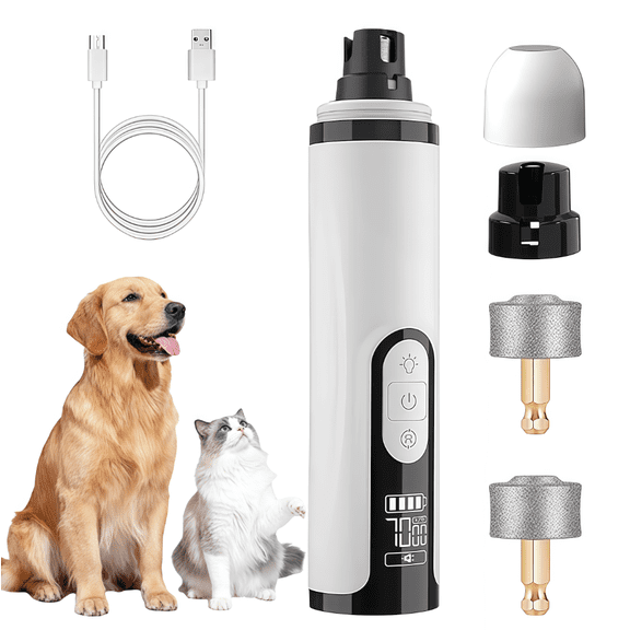 2026 New Upgraded Quiet Dog Nail Grinder, Professional 2-Speed Rechargeable Pet Nail Trimmer for Small/Medium/Large Dogs & Cats, Painless Paw Grooming with 2 Replacement Grinding Heads (M5)