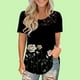 thumbnail image 1 of Pntutb Moda Mujer O-cuello Impresión Casual Suelto Encaje Manga Corta Camiseta tops Pntutb Pntutb-6384, 1 of 5