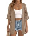 thumbnail image 3 of PRETTYGARDEN Summer Cardigan Sweaters for Women Lightweight Short Sleeve Knit Coverup Spring Beach Vacation Clothes, 3 of 10