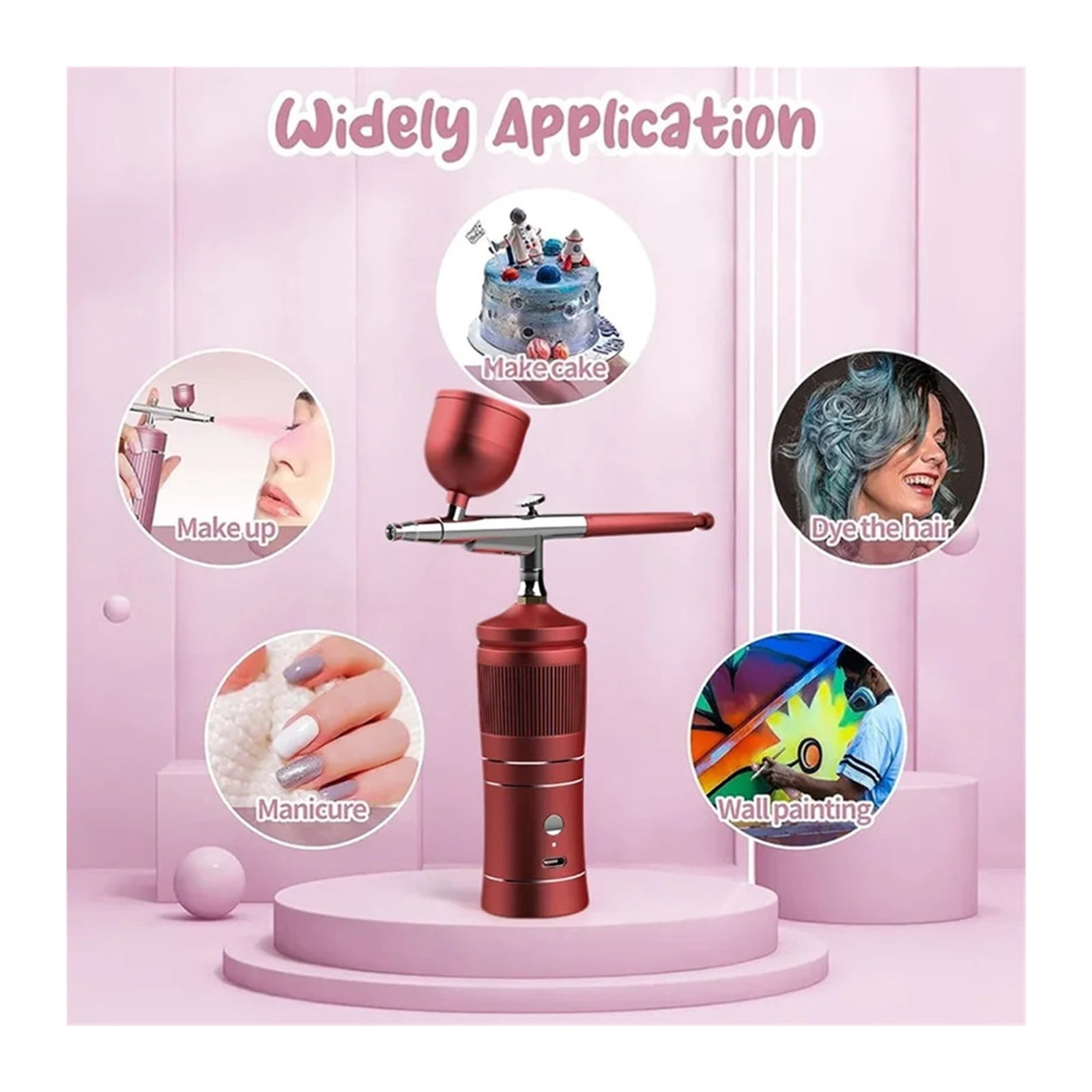 Rechargeable Airbrush Compressor Kit Oxygen Deep Hydrating Machine For Nail Art Tattoo Cake Makeup Air Brush Sprayer Gun Water ,Flexible