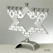 Judaica RL-MG-3909 8. 50''L x 2. 50''W x 8. 50''H Star-Jerusalem Aluminum Menorah