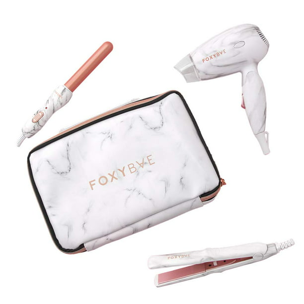 Foxybae Mini Travel Kit with Mini Flat Iron, Wand, and