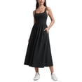 thumbnail image 1 of Vestido CRZ YOGA Maxi sin mangas con escote cuadrado Negro Mediano, 1 of 7