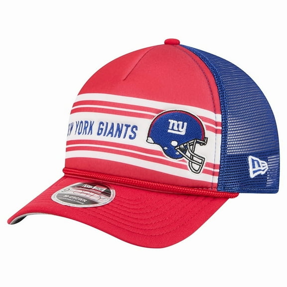Men's New Era  Red New York Giants  Linear A-Frame 9FORTY Adjustable Hat