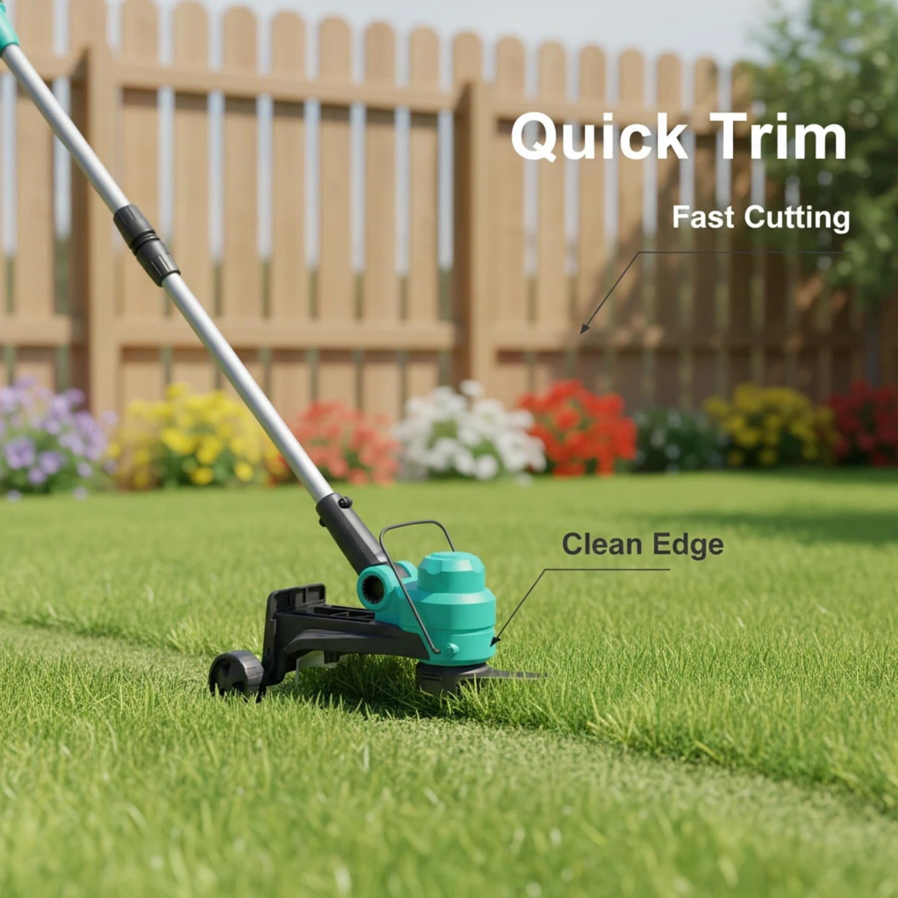 20V Cordless String Trimmer & Edger, 12-Inch Electric Weed Wacker with 2.0Ah Battery & Charger, 8 Replacement Spools, Lightweight Lawn Tool for Garden, Patio & Yard Edge, Lake Blue