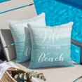 thumbnail image 2 of Throw Pillow Covers, Teal Blue Summer Beach Decorative Throw Pillow Covers 18x18 Inch, Coastal Vacation Blue Wooden Square Linen Pillow Cases for Couch/Living Room/Sofa, 2 of 9