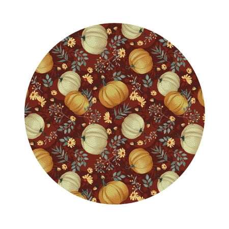 

Salouo Pumpkin Leaf Daisy Print Round Coaster Drink Coasters Leather Bar Beer Beverage Coasters for Drinks Set of 4 for Tabletop Protection Coffee Table Decor