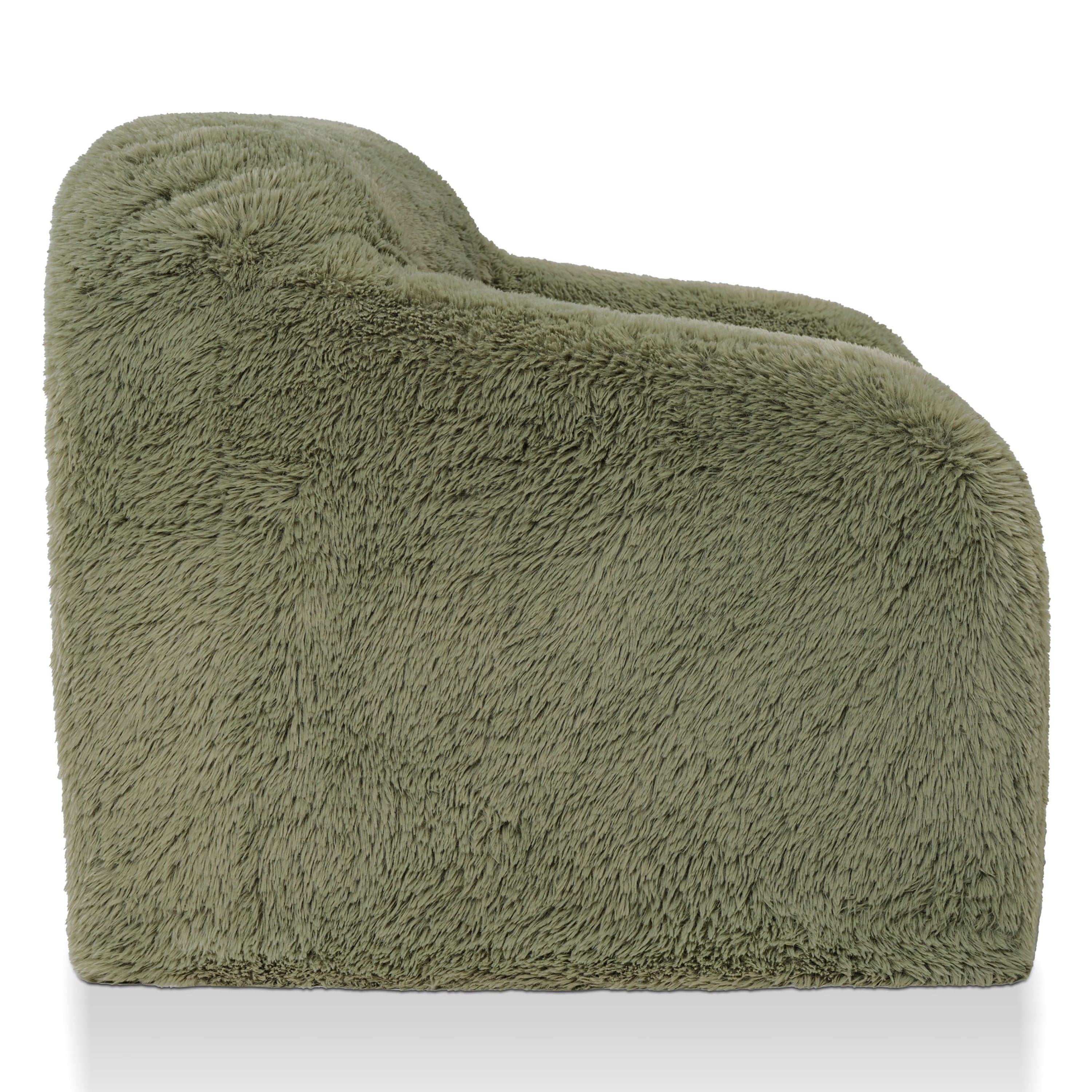 Furniture of America Pommy Modern Faux Fur Compressed Arm Chair, Sage Green