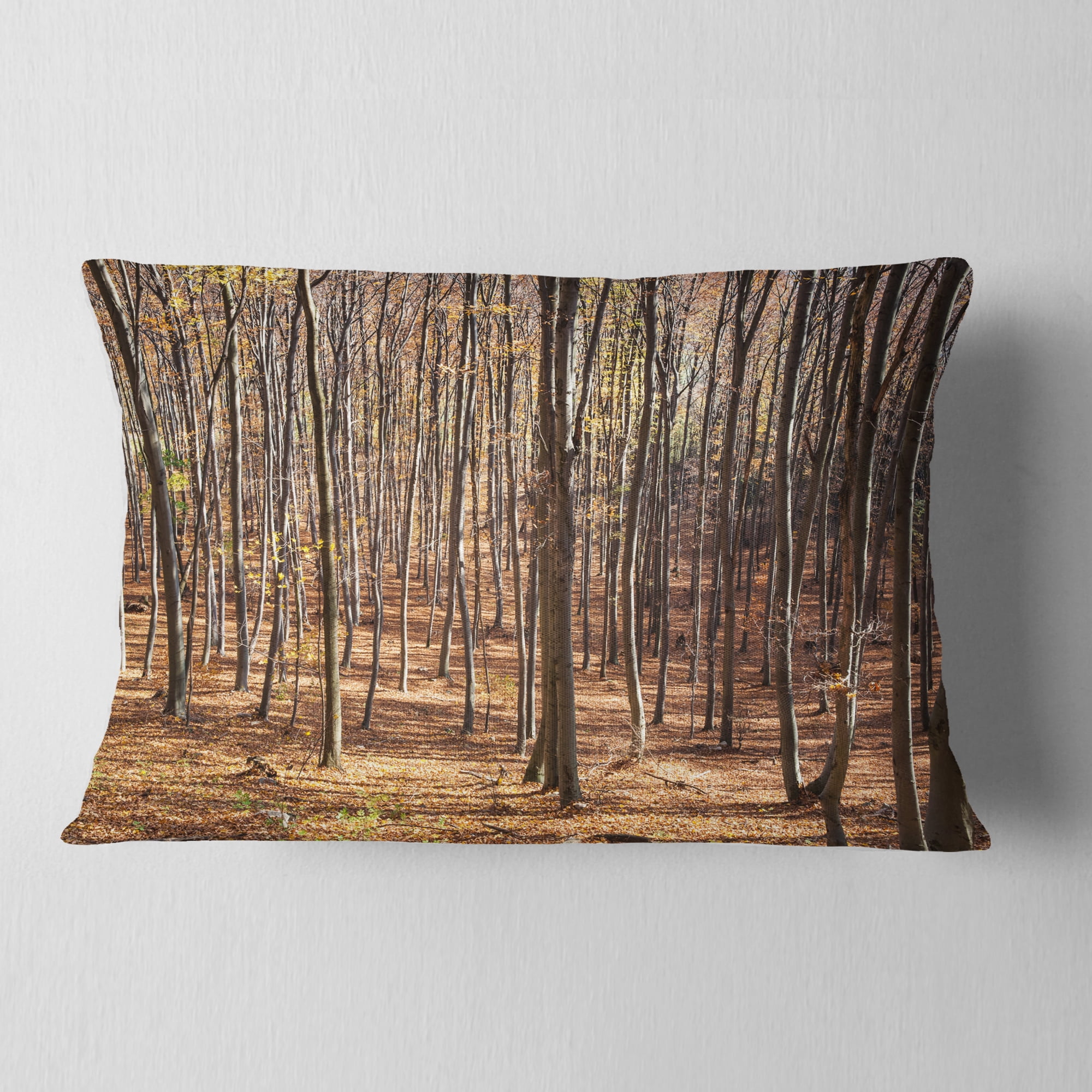 Designart Thick Carpathian Deciduous Forest - Forest Throw Pillow - 12x20