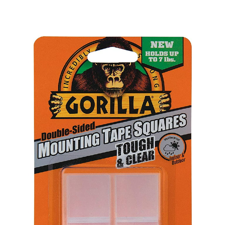 Gorilla Tough & Clear Double Sided Tape Squares, 24 1 Pre-Cut Mounting  Squares, Clear, (Pack of 6)