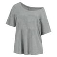 thumbnail image 4 of Rezuofi 1 Pcs Women Off Shoulder Tops Short Sleeve T-Shirts Loose Blouses Oversized Tunic Tops, 4 of 4