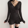 thumbnail image 4 of TSADFHJI Jupe Noire Femme Hiver Mode Décontractée Couleur Unie Chandail Style Maison Robe de Rue Femme G Rouge, 4 of 9