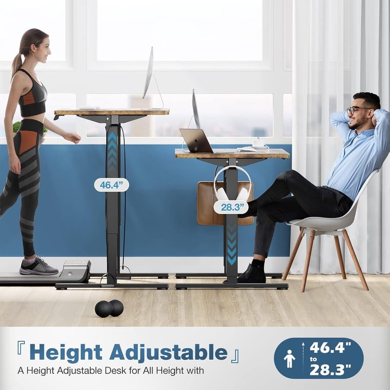 Bigleap Electric Standing Desk 40x24 Inches, Sit Stand Up Desk with 3 Memory Presets, Splice Wood Board, Home Office Computer Workstation (Brown)