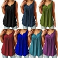 thumbnail image 5 of Womens Summer Sleeveless V Neck Solid Color Casual Swing Shirts Flowy Tank Tops Blouses with Buttons, 5 of 5