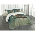 thumbnail image 3 of Ambesonne Fantasy Quilted Bedspread Set 3 Pcs, Surreal Space Scenery, Queen Size, Teal and Brown, 3 of 5