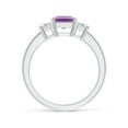 thumbnail image 2 of ANGARA Natural 1.5 ct Amethyst and Diamond Three Stone Ring in 14K White Gold for Women (Size-8x6mm) | February Birthstone, Birthday, Anniversary, Jewelry Gift for Women | Natural Amethyst Ring, 2 of 8