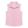 thumbnail image 2 of ClodeEU Women's Striped Sleeveless Button Down Shirt, Collared Casual Blouse Pink,Women's Plus S, 2 of 5
