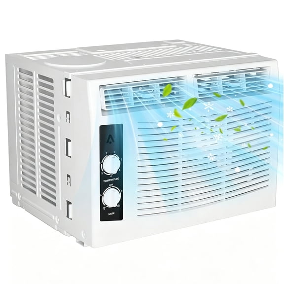 Lumiparty 5000 BTU Window Air Conditioner with Remote, Window AC Unit for Bedroom Cools 150 Sq.Ft, Ultra Quiet, Energy Efficient Cooling for Bedrooms, Offices & Dorms, White