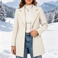 thumbnail image 2 of Women Coat Winter Casual Long Sleeve Solid Color Button Front Lapel Coat with Pockets Soft Loose Fit Cozy Outerwear for Office Wear, 2 of 6