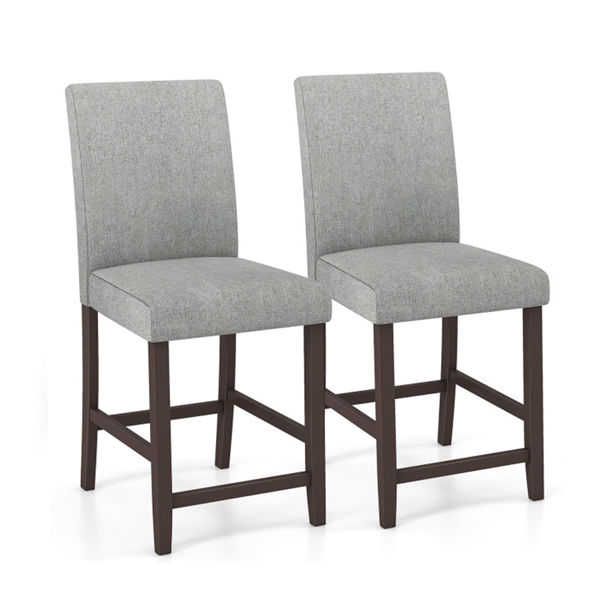 Demi Bonn 25" Set of 2 Counter Height Bar Stools, Modern Dining Chair with Backrests, Gray