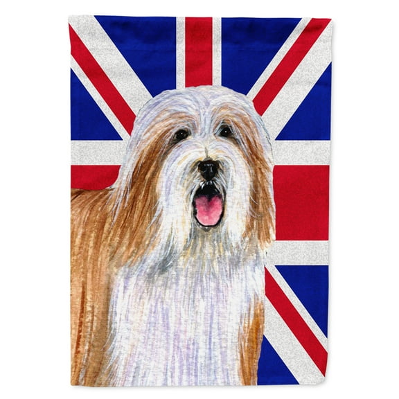 Carolines Treasures LH9482CHF Bearded Collie with English Union Jack British Flag House Flag House Size multicolor