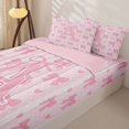 thumbnail image 3 of Manfei Kawaii Bows Zipper Twin Comforter Sets with Fitted Sheet and 2 Pillowcases For Girls,Pink Letter A Initial Lettering Zipper Bedding Set,Pink Reversible,4-Piece, 3 of 7
