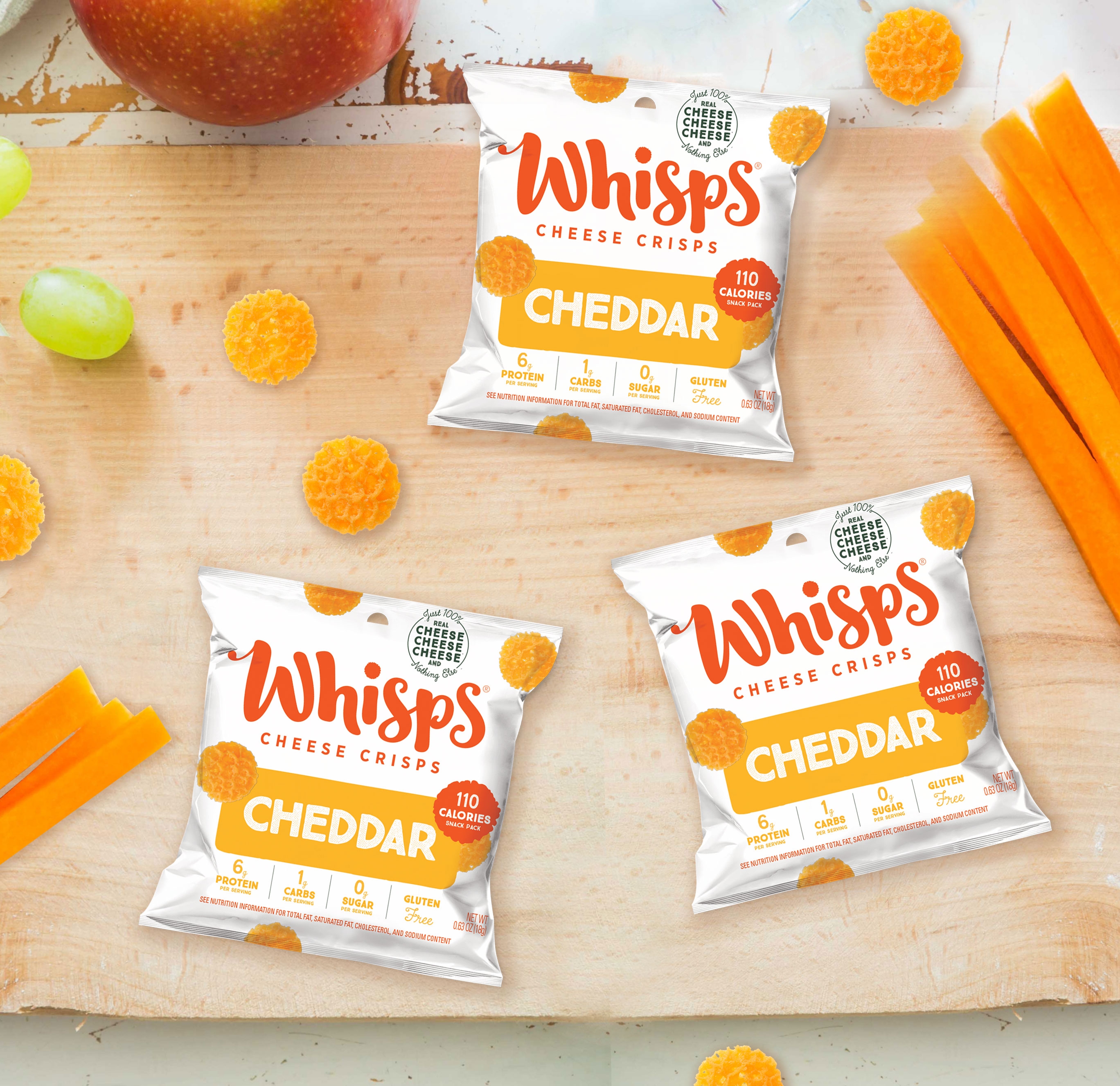 Whisps Cheddar Cheese Crisps, 0.63 oz, Keto Friendly Snacks, 6 Count - image 2 of 7