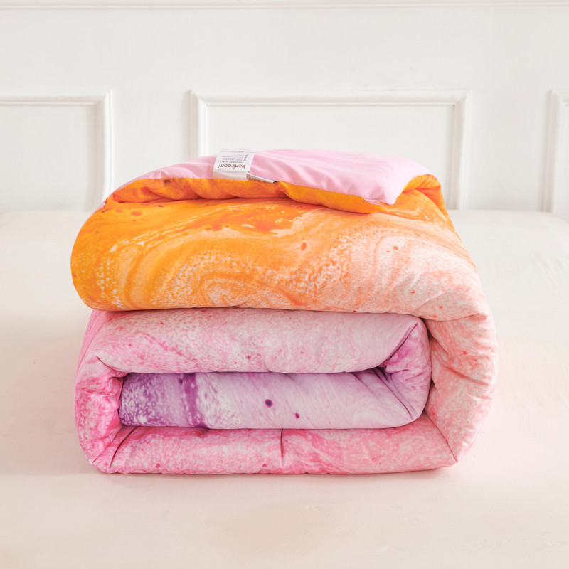 Koniroom 3-Piece Tie Dye Comforter Set King Size - Colorful Vibrant Reversible Pink Kids Marble Bedding with Pillow Shams, Perfect for Teen Girls