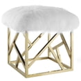 thumbnail image 1 of Otomana Modway Intersperse de piel de oveja blanca con marco dorado, 1 of 4