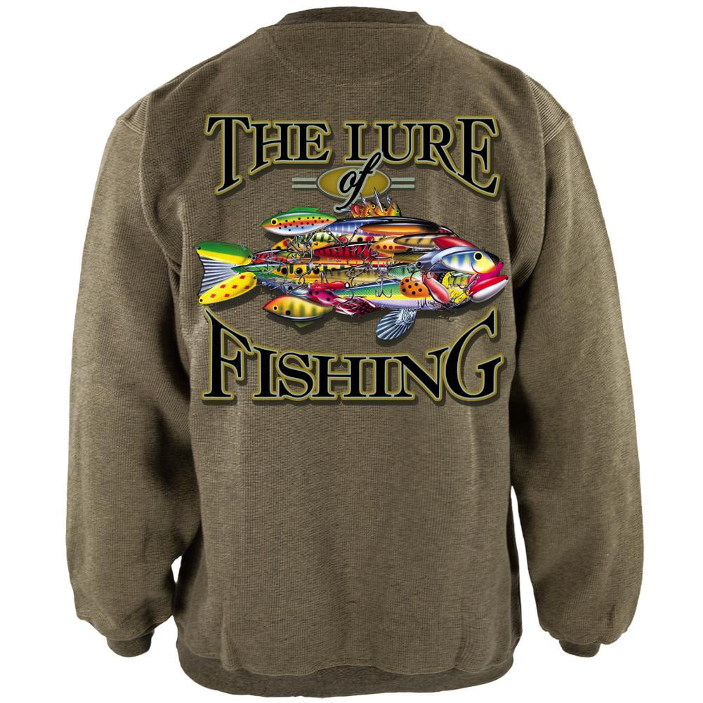 Old Glory The Lures Of Fishing Henley Mens Pullover Sweatshirt Green