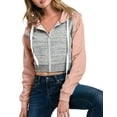 thumbnail image 4 of Doublju Women's Contrast Raglan Sleeve Crop Zip Up Hoodie With Kangaroo Pocket, 4 of 4