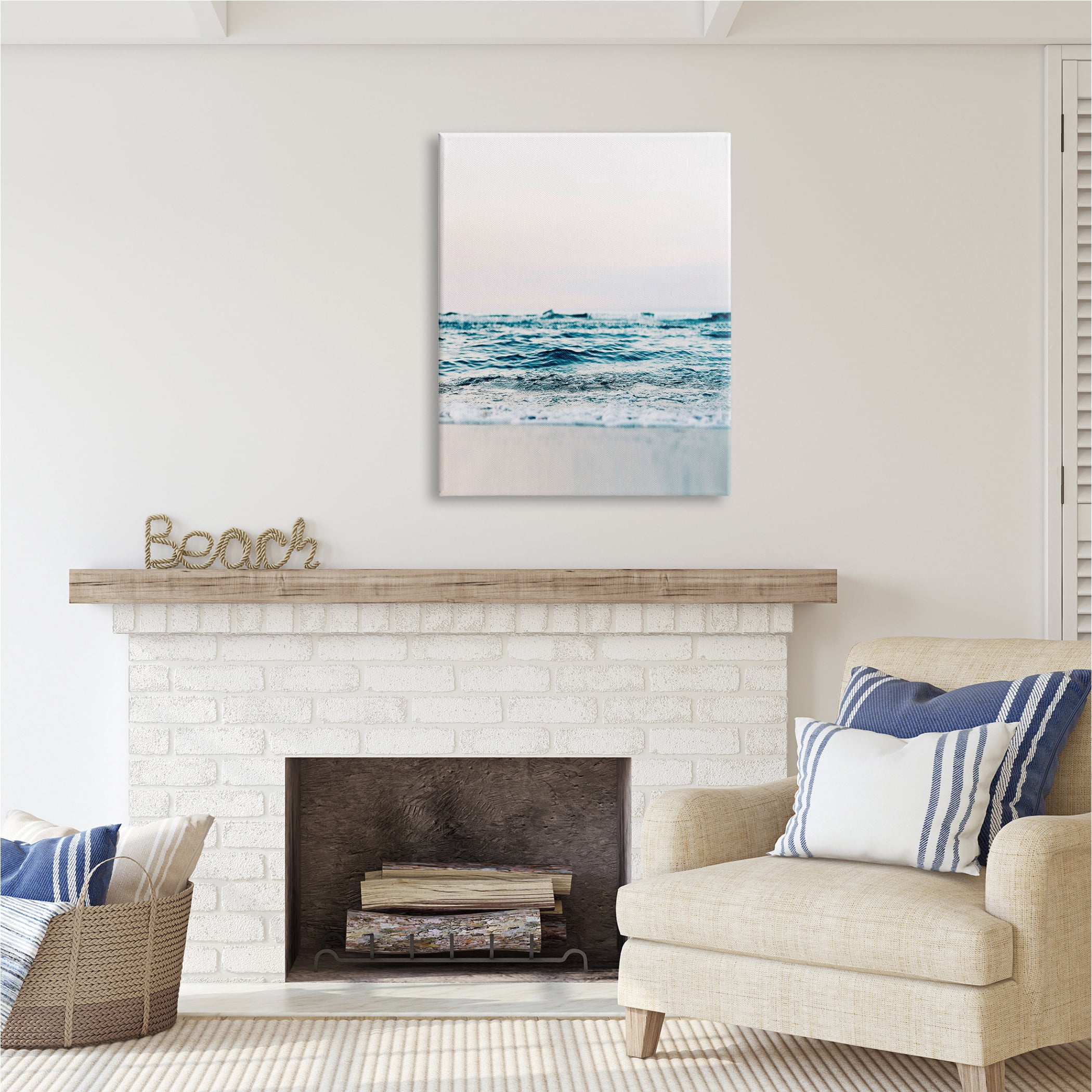Stupell Industries Ocean Waves on Shore Nature Photography Gallery Wrapped Canvas Print Wall Art, 30 x 40