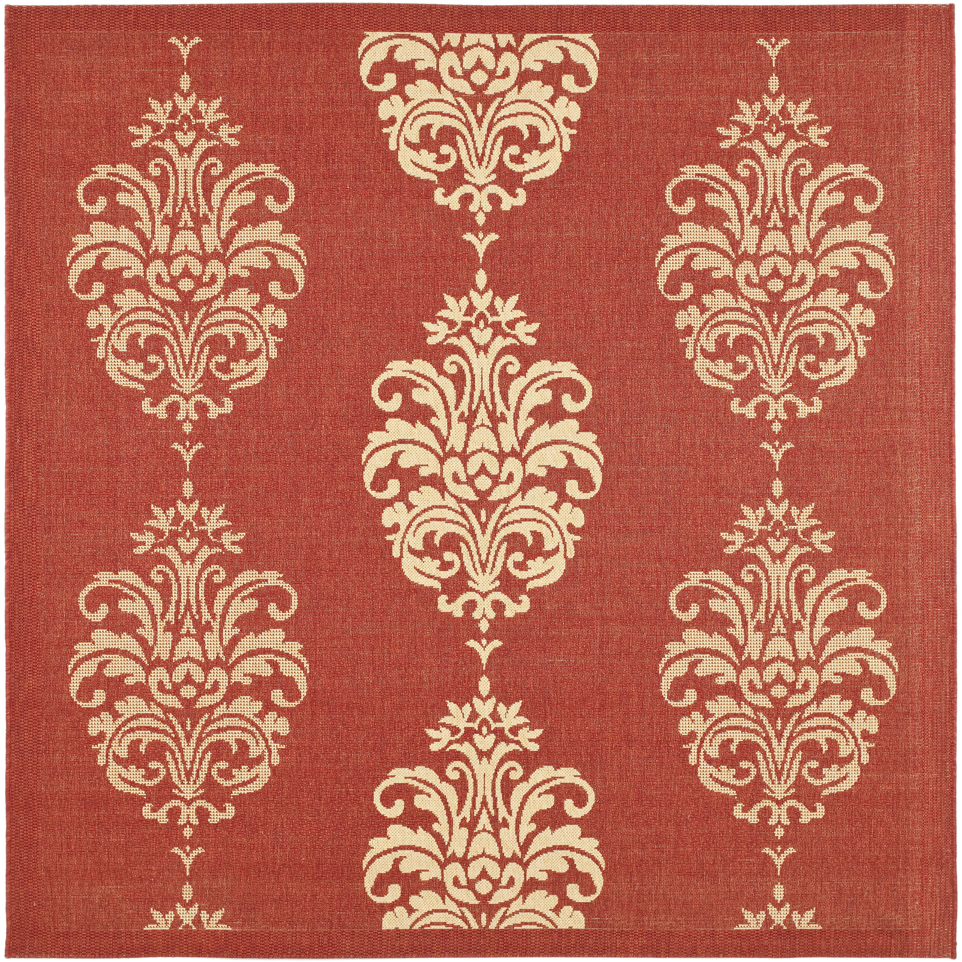 Safavieh Courtyard Jenny Medallion Indoor/Outdoor Area Rug, Red/Natural, 6'7" x 6'7" Square
