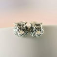 thumbnail image 2 of HOOUN Pure S925 Sterling Silver Stud Men Women Gift Lucky Carved Tiger Head Earrings, 2 of 6