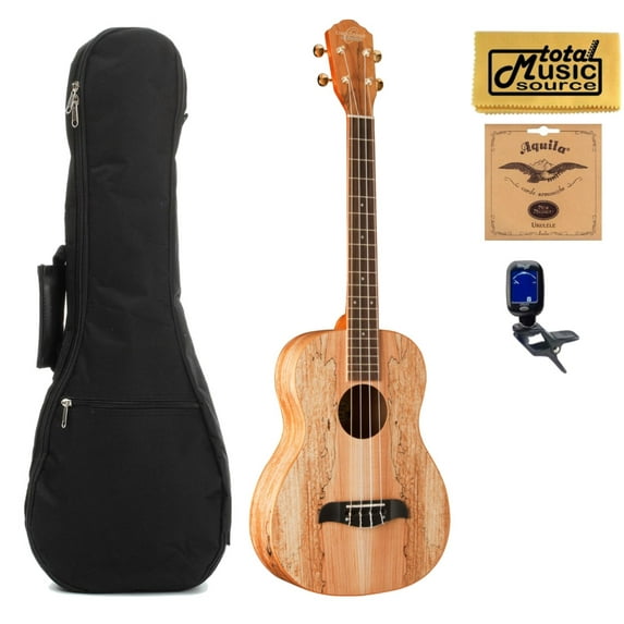 Oscar Schmidt OU58 Baritone Ukulele , Satin Spalted Maple,w/Padded Gigbag,Tuner,Strings & PC, OU58 COMP